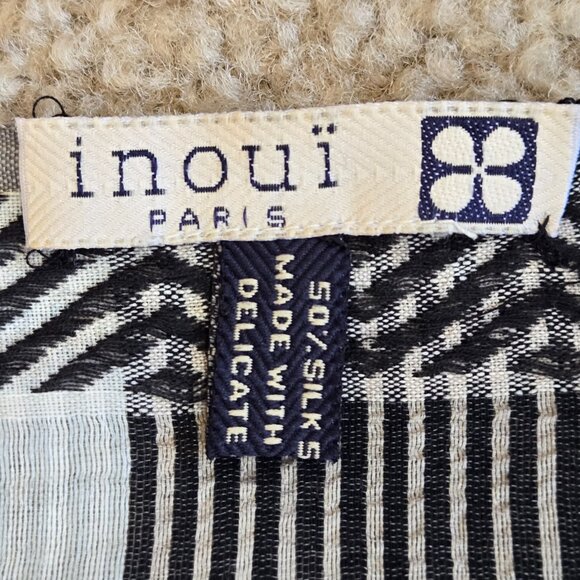 Inoui Editions Silk/Cotton Scarf Black Grey Tan Inouitoosh Inoui Paris - Picture 10 of 10